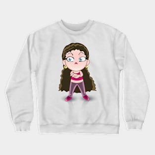 curly hair beautiful brunette girls - cartoon character for young girls (choose your twin) Crewneck Sweatshirt